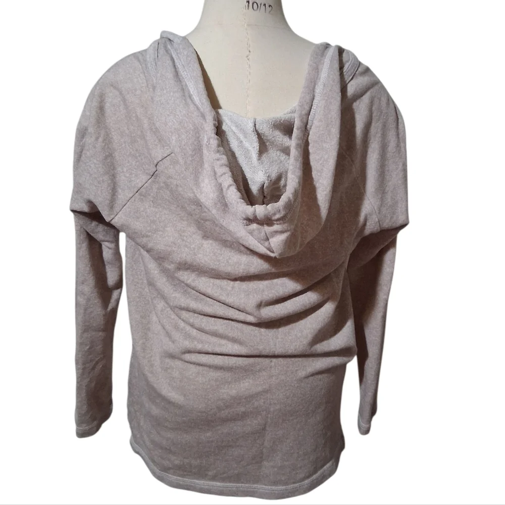 "I Cannot Live Without Coffee and My Dog” Tunic Hoodie Long Sleeve - Beige Small - Picture 3 of 8